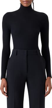 Akris Cashmere & Silk Rib Funnel Neck Sweater