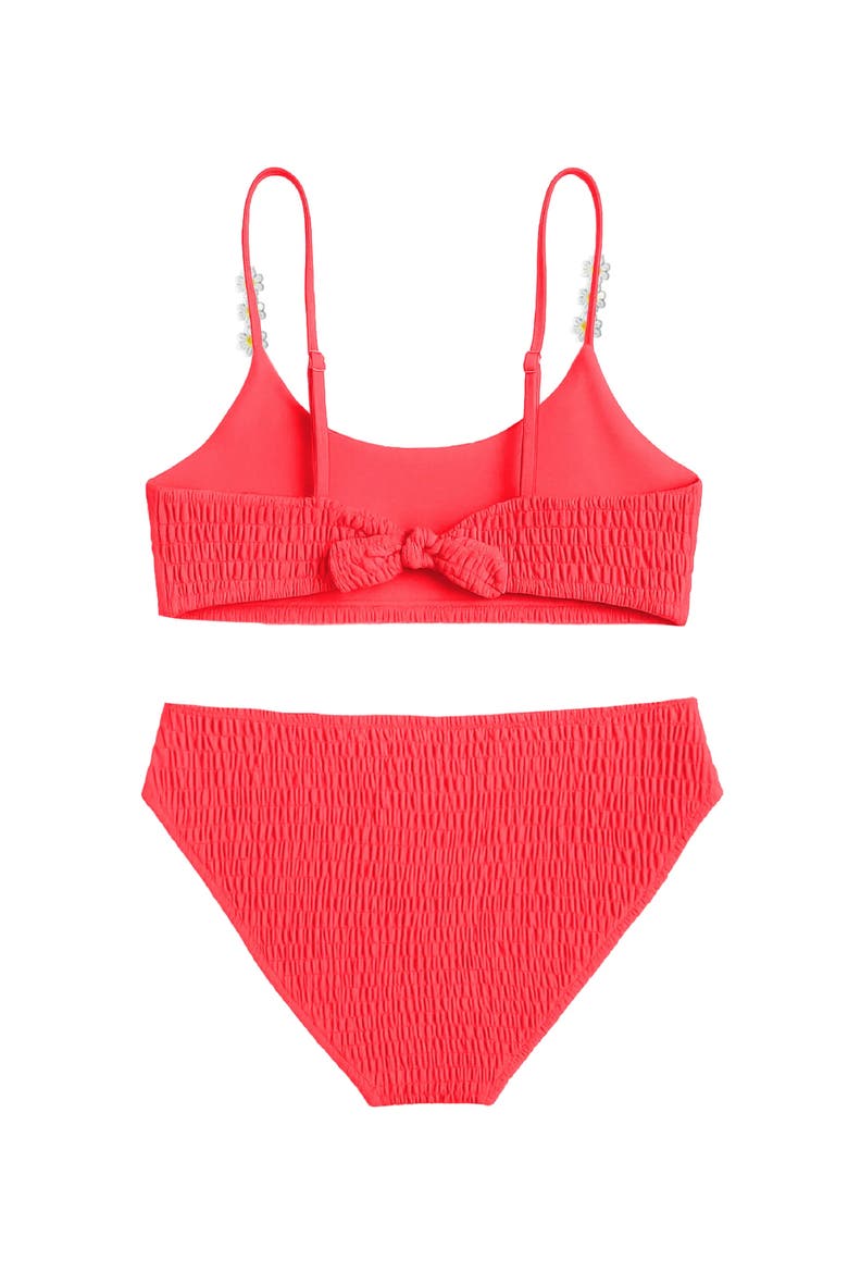 Smocked Two Piece Swimsuit, Alternate, color, Coral