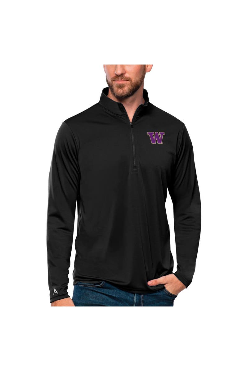 ANTIGUA Men's Antigua Black Washington Huskies Tribute Quarter-Zip Top, Main, color,