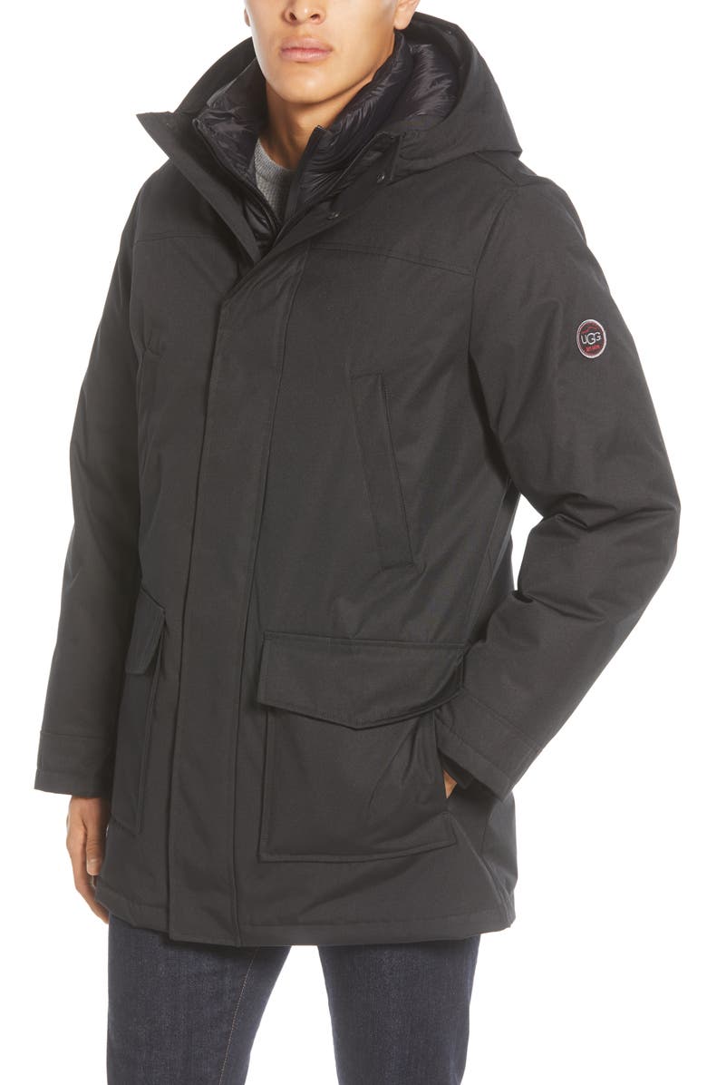 UGG<sup>®</sup> Butte 3-in-1 Down Parka with Genuine Shearling Trim, Alternate, color,