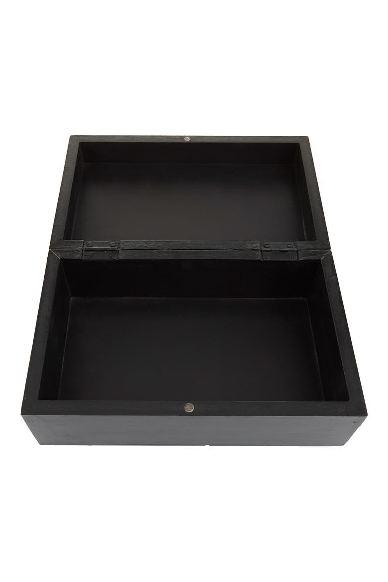 Black Wood Geometric Box with Hinged Lid - Set of 2, Alternate, color, BLACK