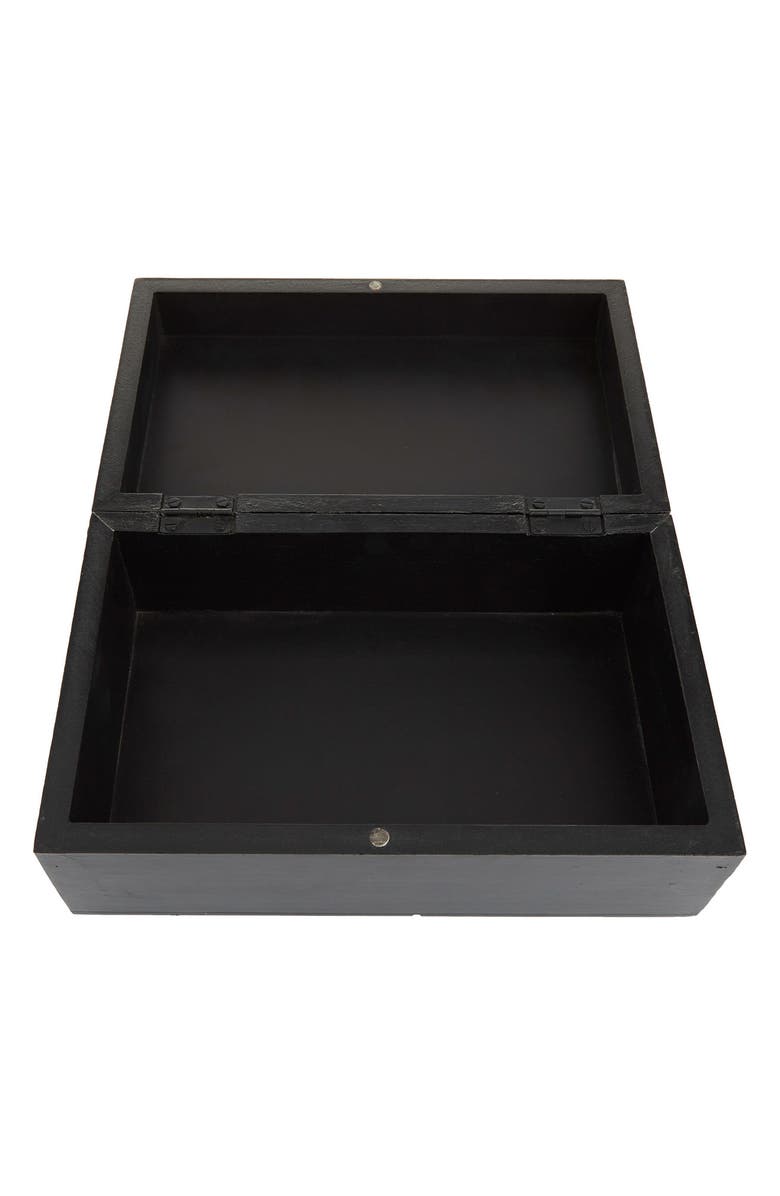 COSMO BY COSMOPOLITAN Black Wood Geometric Box with Hinged Lid - Set of 2, Alternate, color, Black