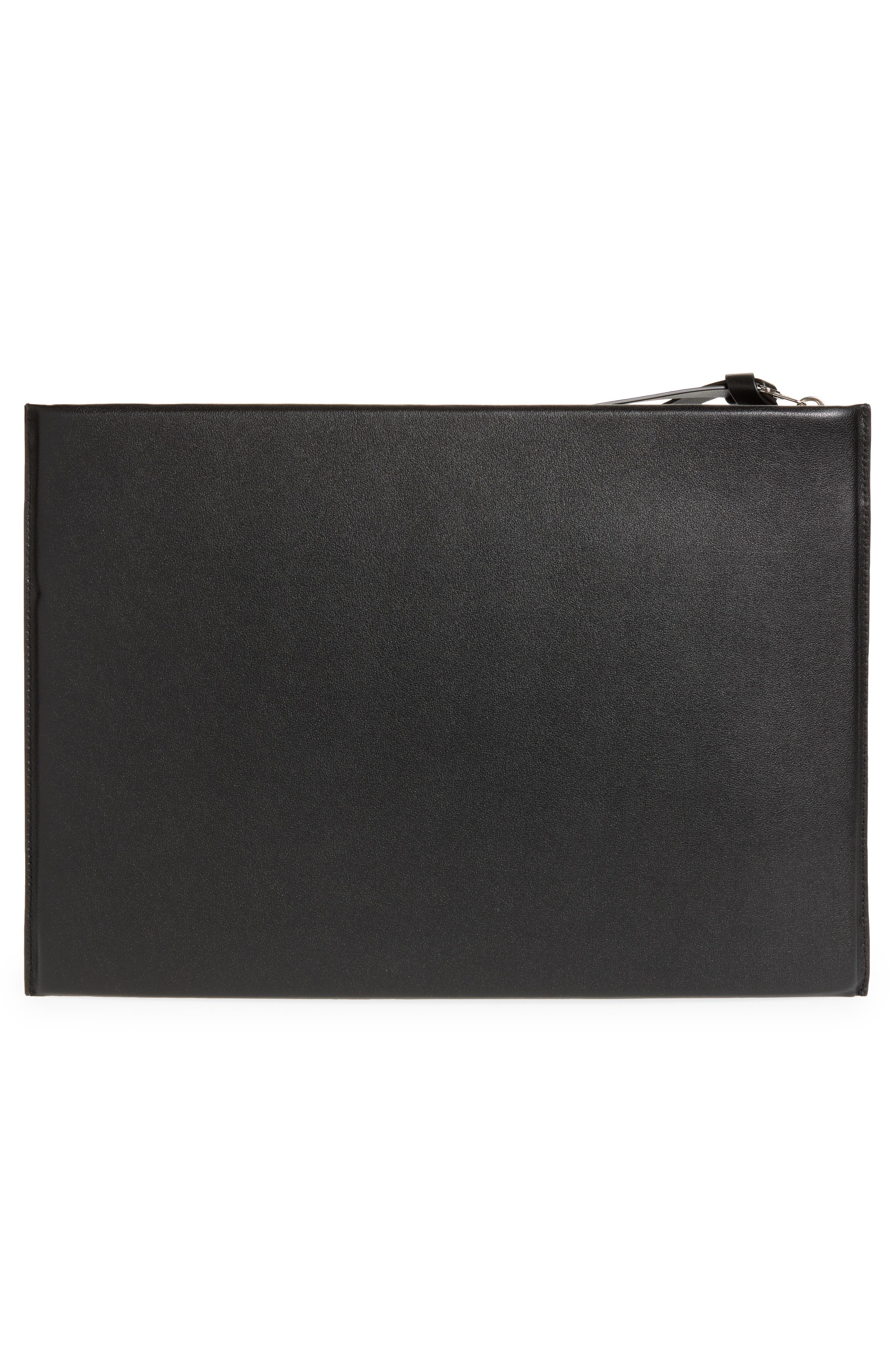 Antigona Padded Leather Zip Pouch, Alternate, color, BLACK