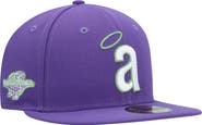 New Era Men's New Era Purple California Angels Cooperstown Collection Lime Side Patch 59FIFTY Fitted Hat