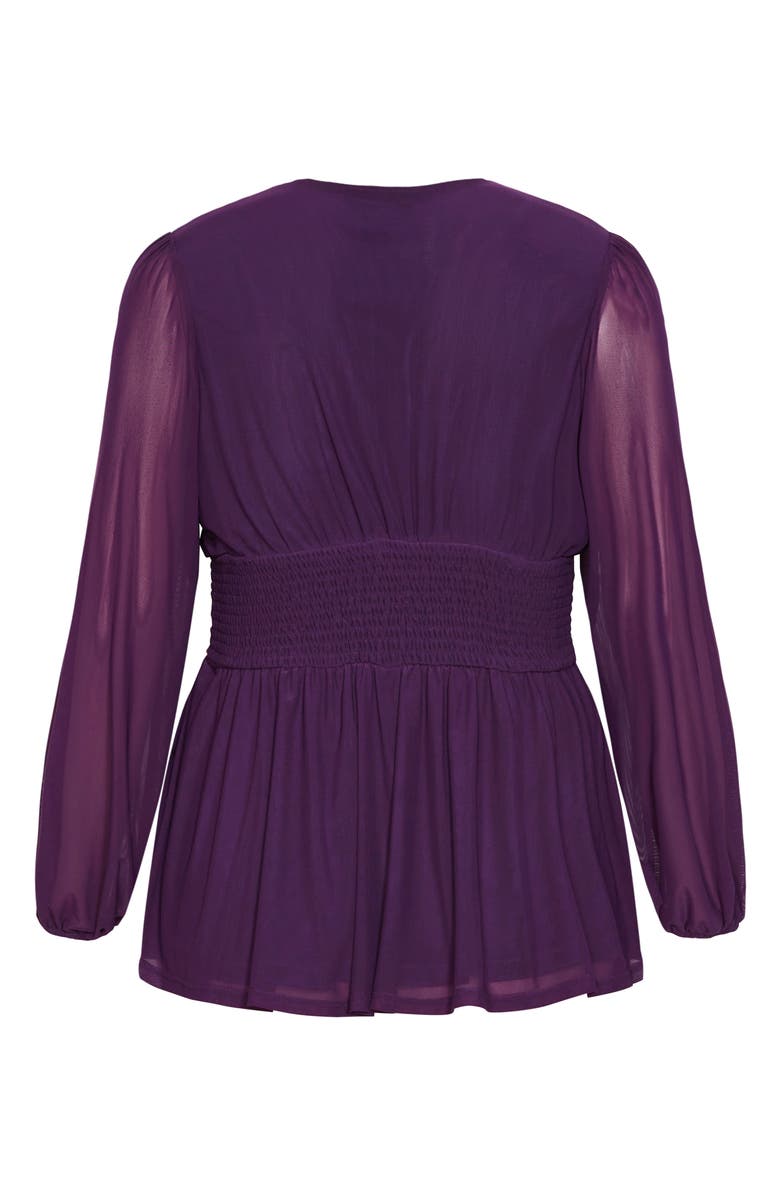 City Chic Rapture Ruched Chiffon Top, Alternate, color, 