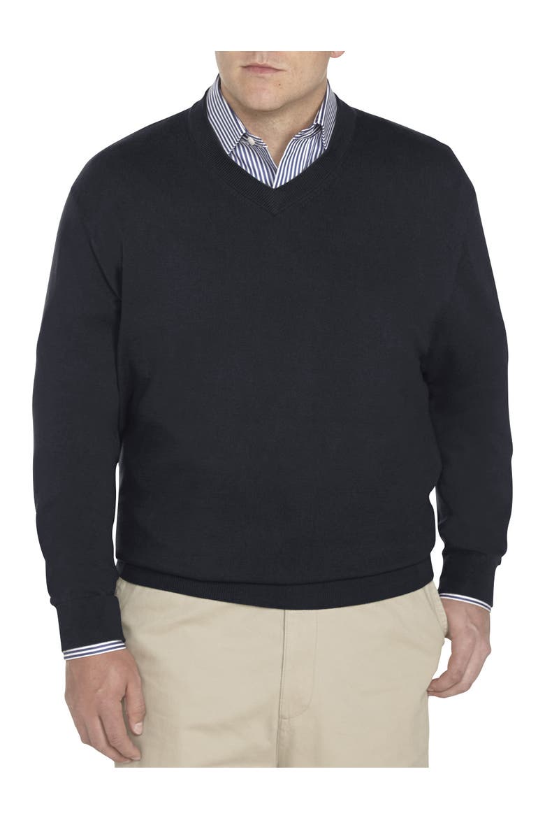 Big & Tall Cashmere Blend V-Neck Sweater, Main, color, PEACOAT