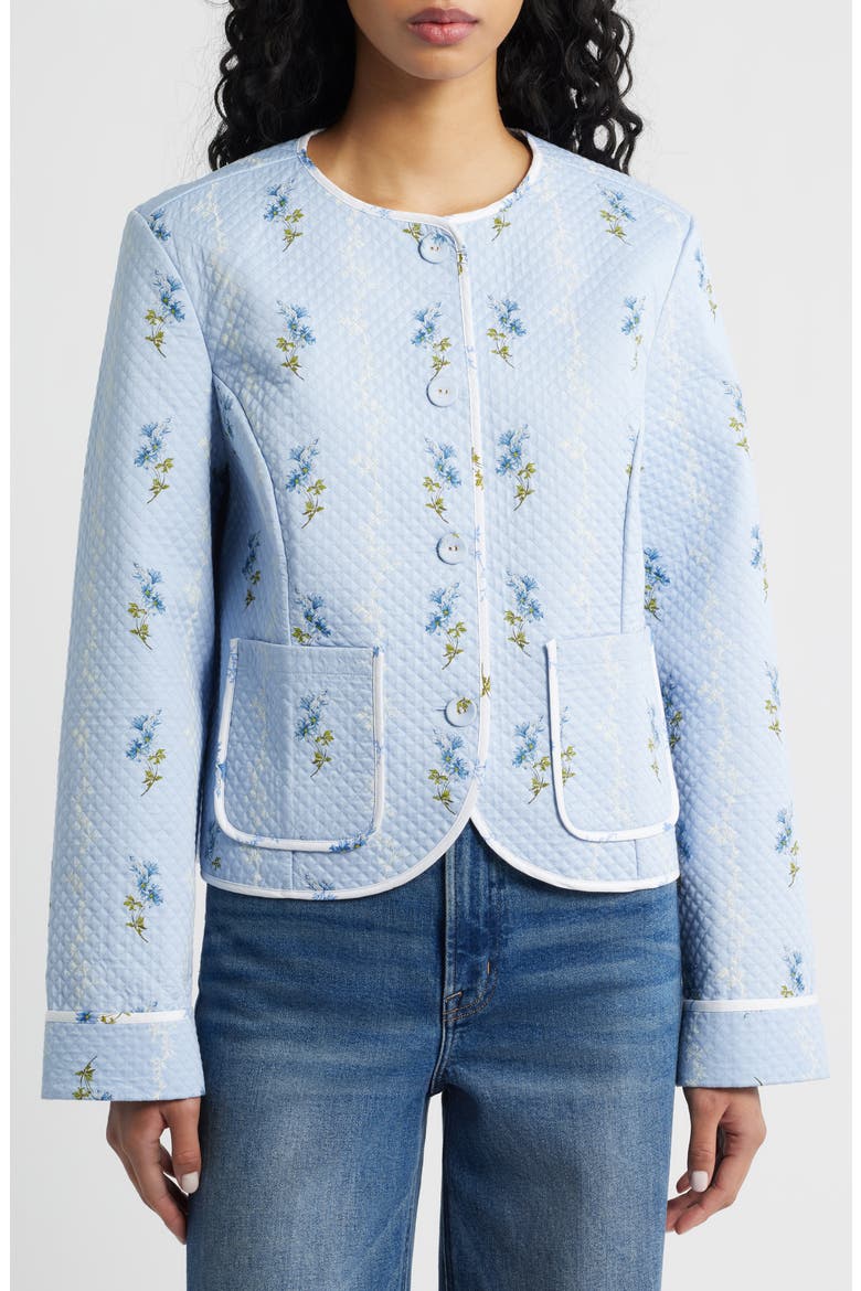 The Rowan Quilted Crop Jacket, Alternate, color, BLUEBELL WALTZ