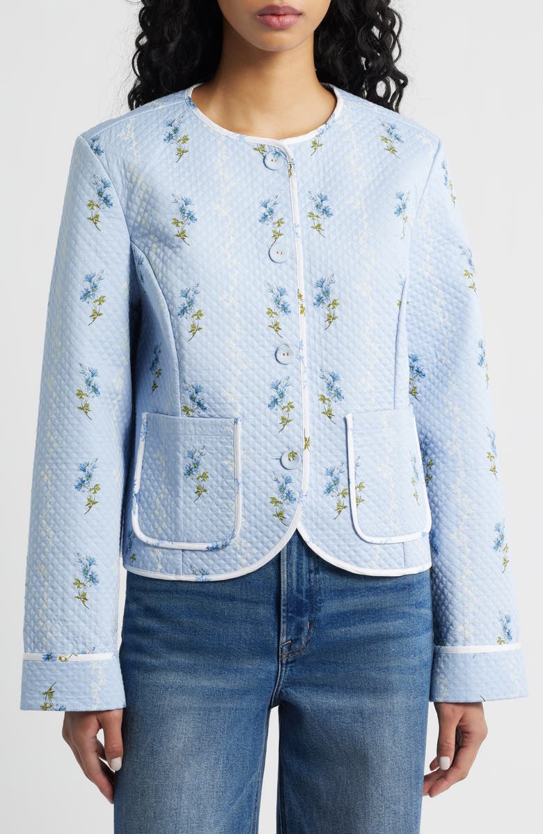 Hill House Home The Rowan Quilted Crop Jacket, Alternate, color, Bluebell Waltz