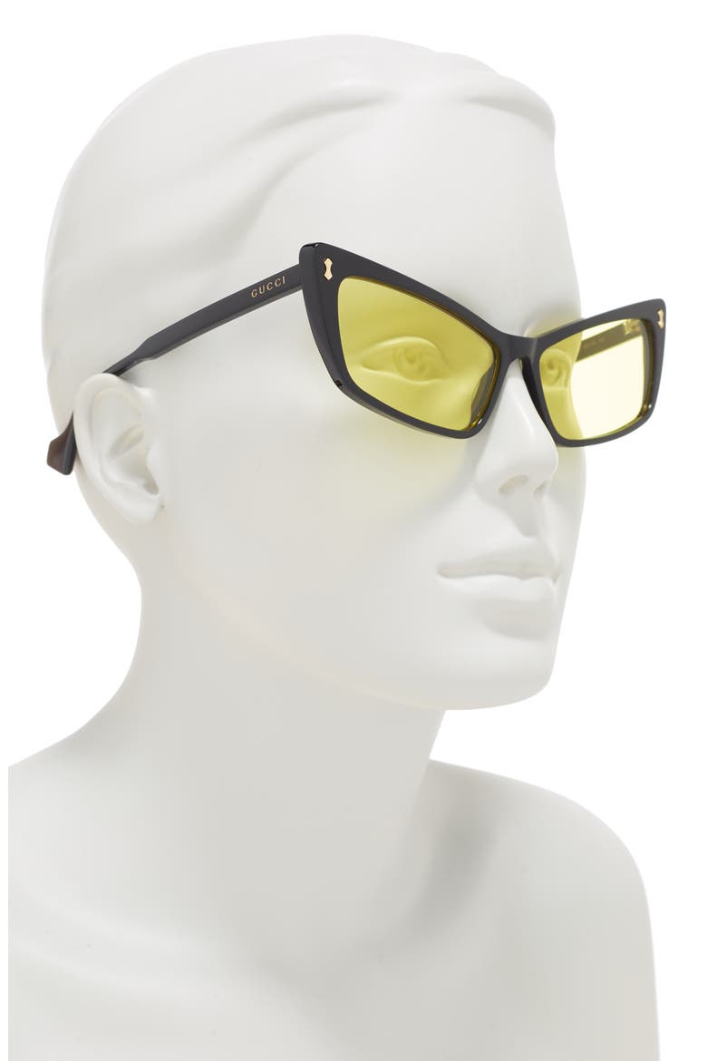 58mm Cat Eye Sunglasses, Alternate, color, BLACK BLACK YELLOW