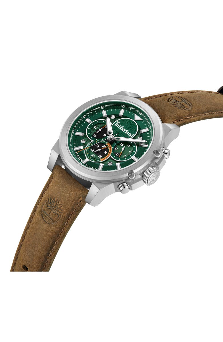 Timberland Fast Strike Multifunction Chronograph Leather Strap Watch, 46mm, Alternate, color, 