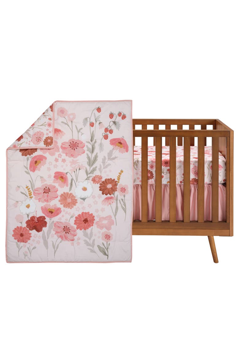 Flower Power 3-Piece Floral Baby Nursery Crib Bedding Set, Main, color, Pink
