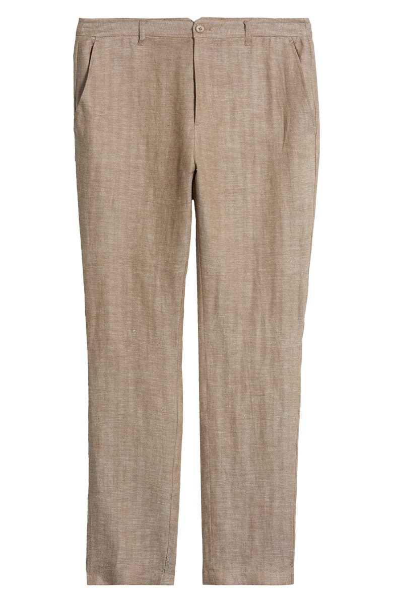 Bugatchi Linen Herringbone Chinos, Main, color, Tobacco