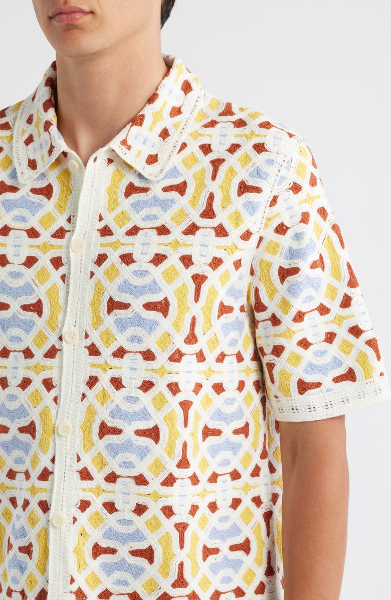 Wax London Dorset Short Sleeve Button-Up Shirt, Alternate, color, Ecru / Multi