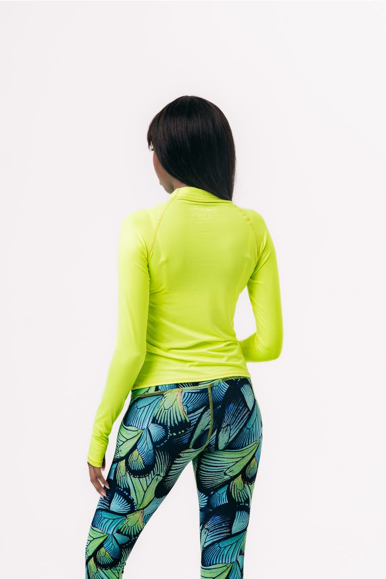 Women's Pullover Raglan Rash Guard Swim Top - UPF 50+, Alternate, color, Neon Lime Yellow