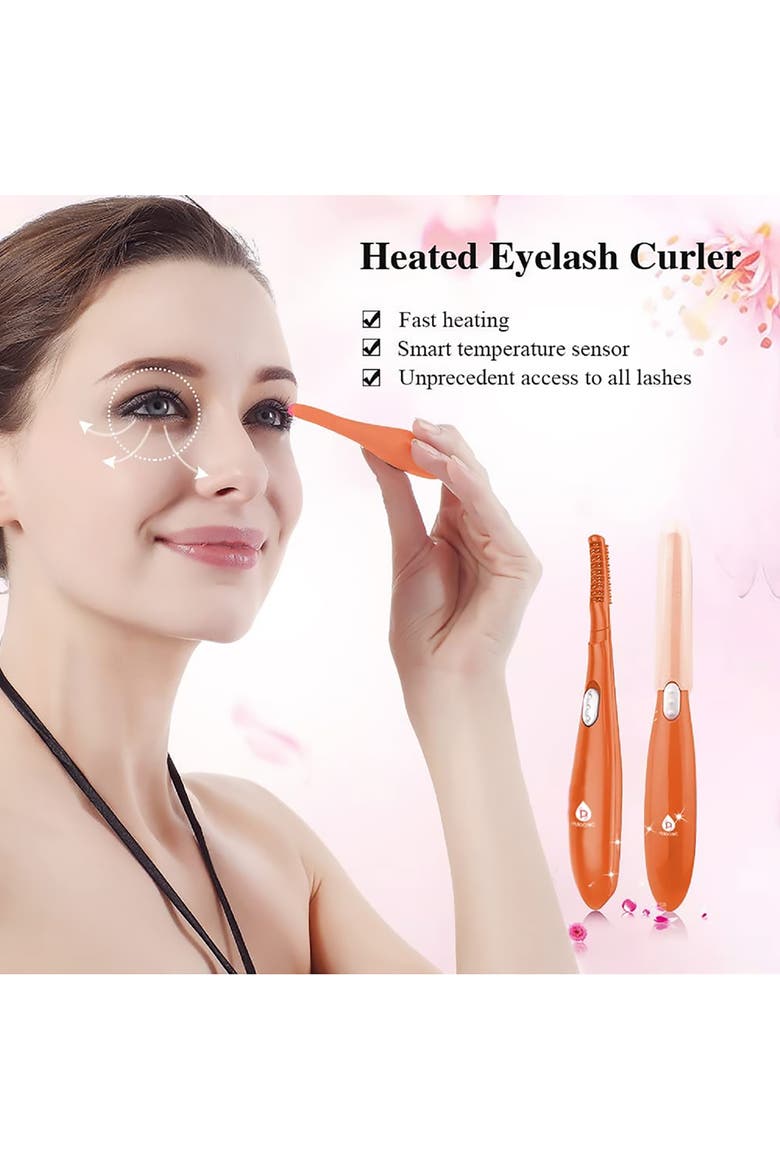 Heated Eyelash Curler With Comb, Alternate, color, Orange