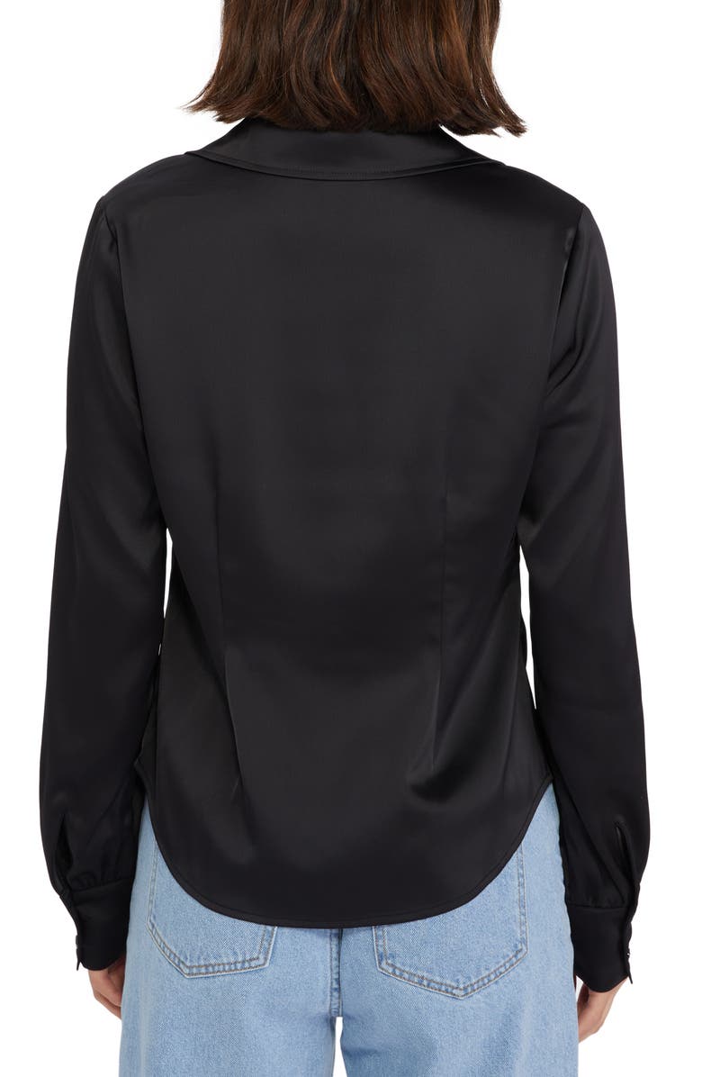 Sanctuary Time to Shine Ruched Satin Button-Up Shirt, Alternate, color, 