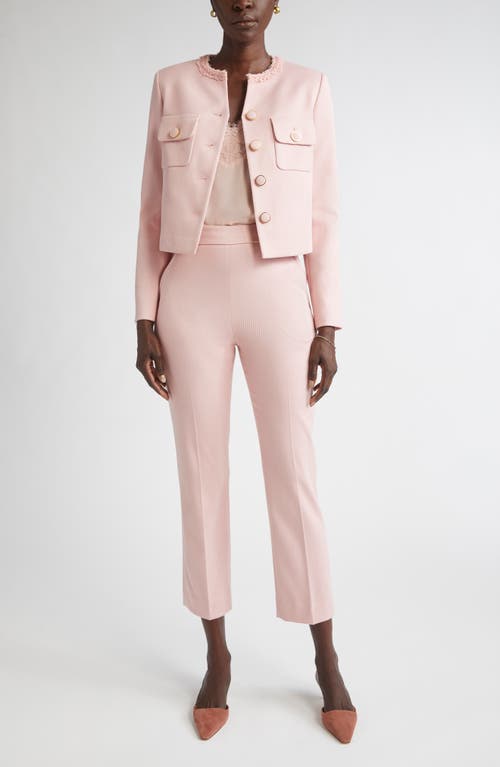 St John St. John Braided Trim Stretch Twill Crop Jacket In Pink