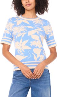 Vince Camuto Floral Jacquard Cotton Sweater