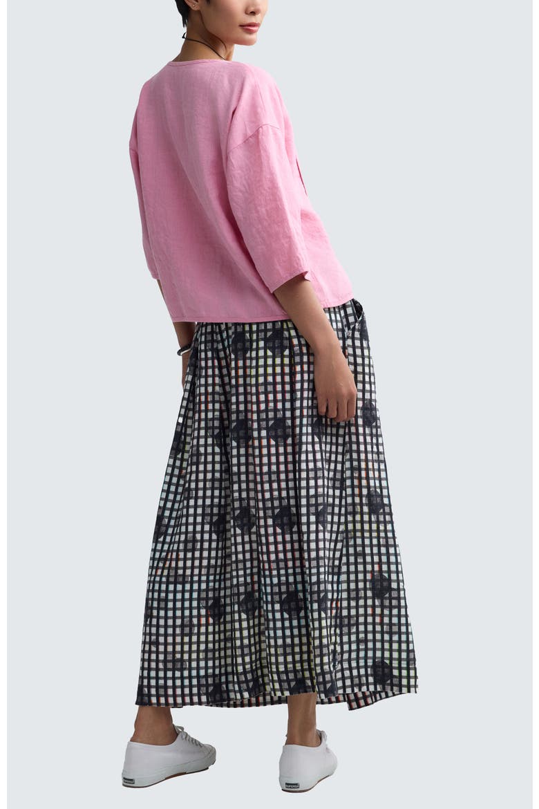 Evania Neon Print Linen Skirt, Alternate, color, Neon Black