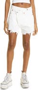 R13 Shredded Crossover Denim Shorts