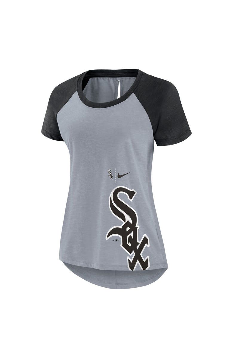 Nike Women's Nike Heather Gray Chicago White Sox Summer Breeze Raglan Fashion T-Shirt, Alternate, color,