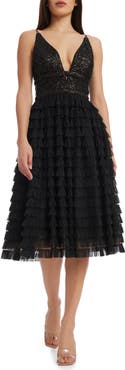 Dress the Population Becca Sequin & Tulle Tiered Dress