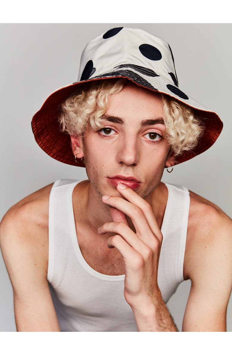 Lost Pattern "Noir Floral" Reversible  Bucket Hat, Alternate, color, White