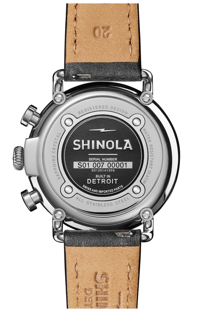 Shinola 'The Runwell Chrono' Leather Strap Watch, 41mm, Alternate, color,
