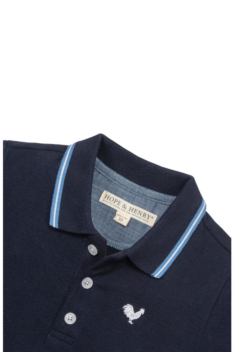 Baby Boys' Organic Pique Polo, Infant, Alternate, color, Navy with Blue and White