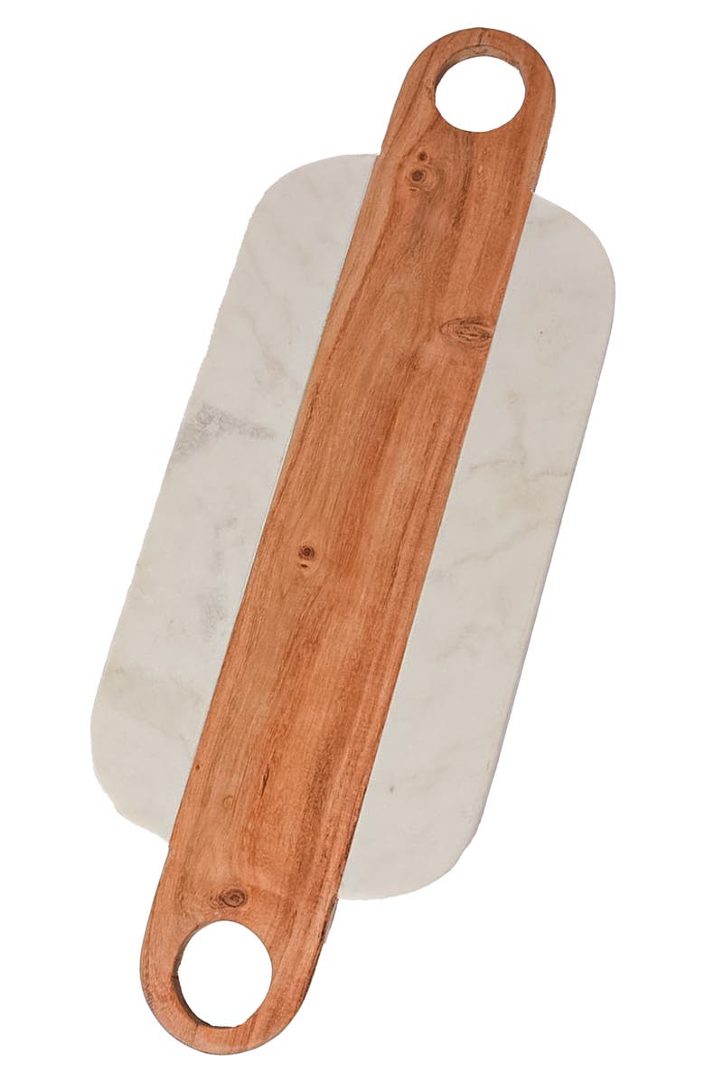 Verve Culture Marble Serving Board with Hole Handles, Main, color, Brown