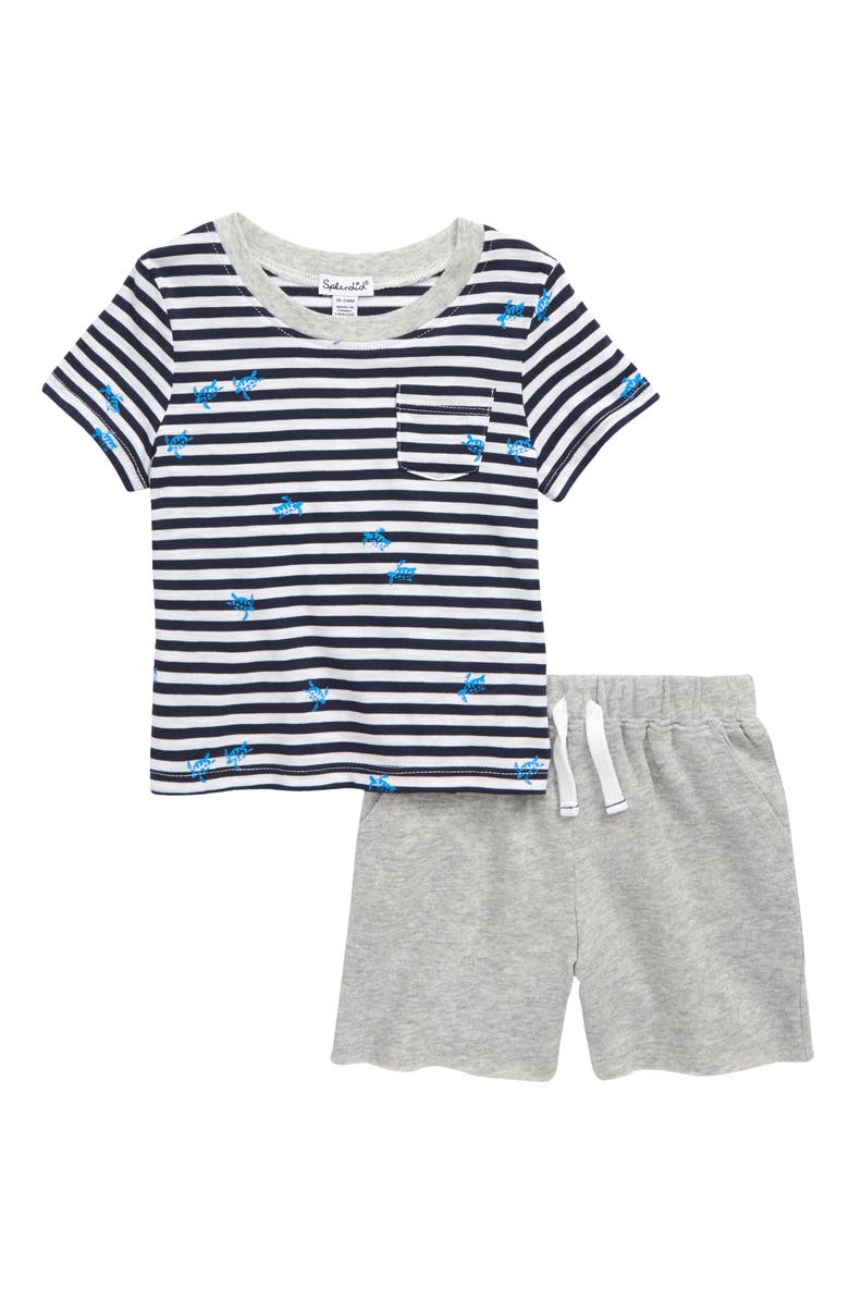 Splendid Turtle Stripe T-Shirt & Shorts Set, Main, color, 