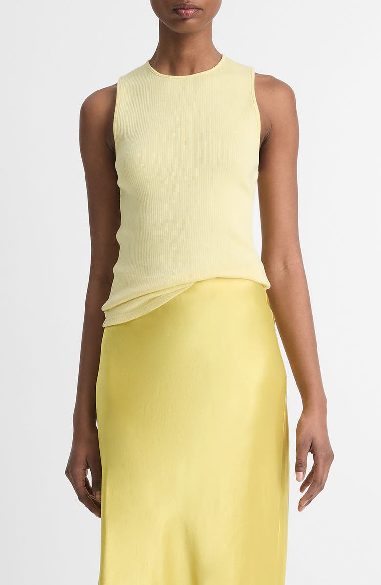 Vince Sleeveless Cotton Rib Shell, Main, color, Citrines