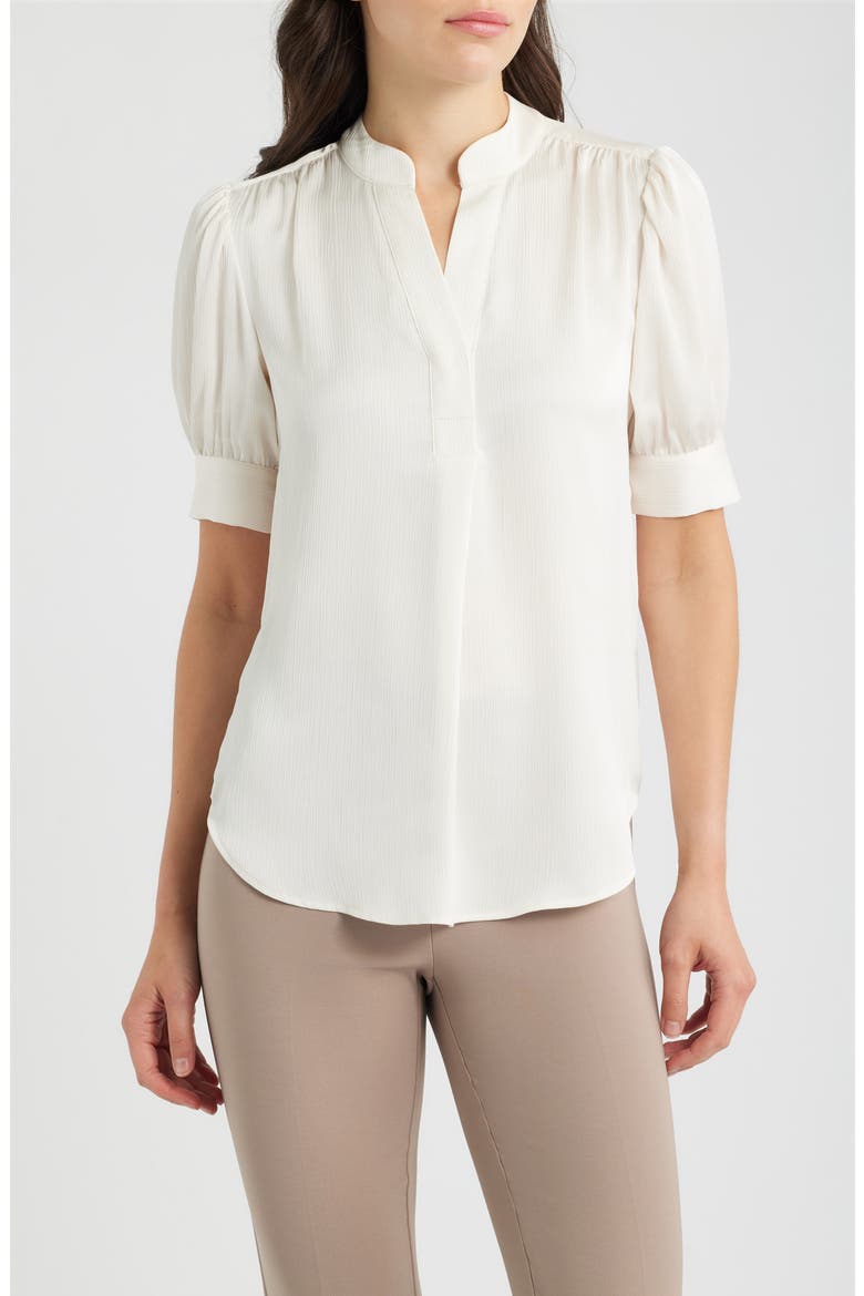 Puffed Sleeve Y-Neck Top, Main, color, WHITE DOVE