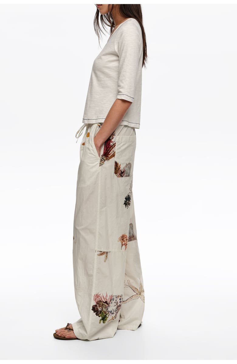 Bimba y Lola Cotton Jogger Trousers, Alternate, color, Seabed Off White