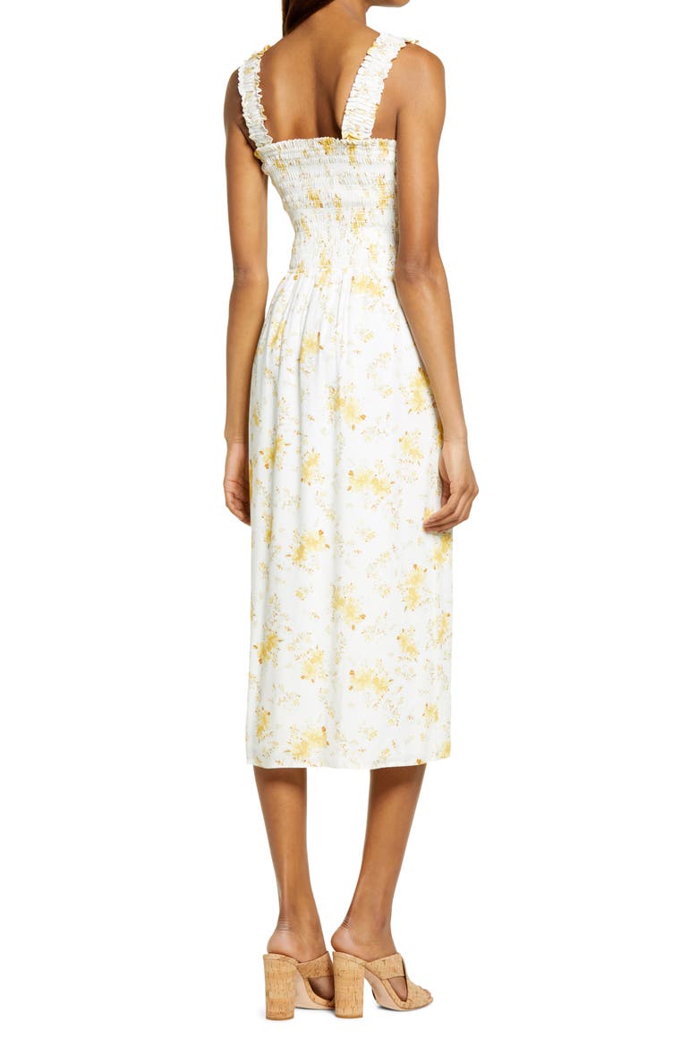 Rashida Smocked Sundress, Alternate, color, IVORY FLORAL