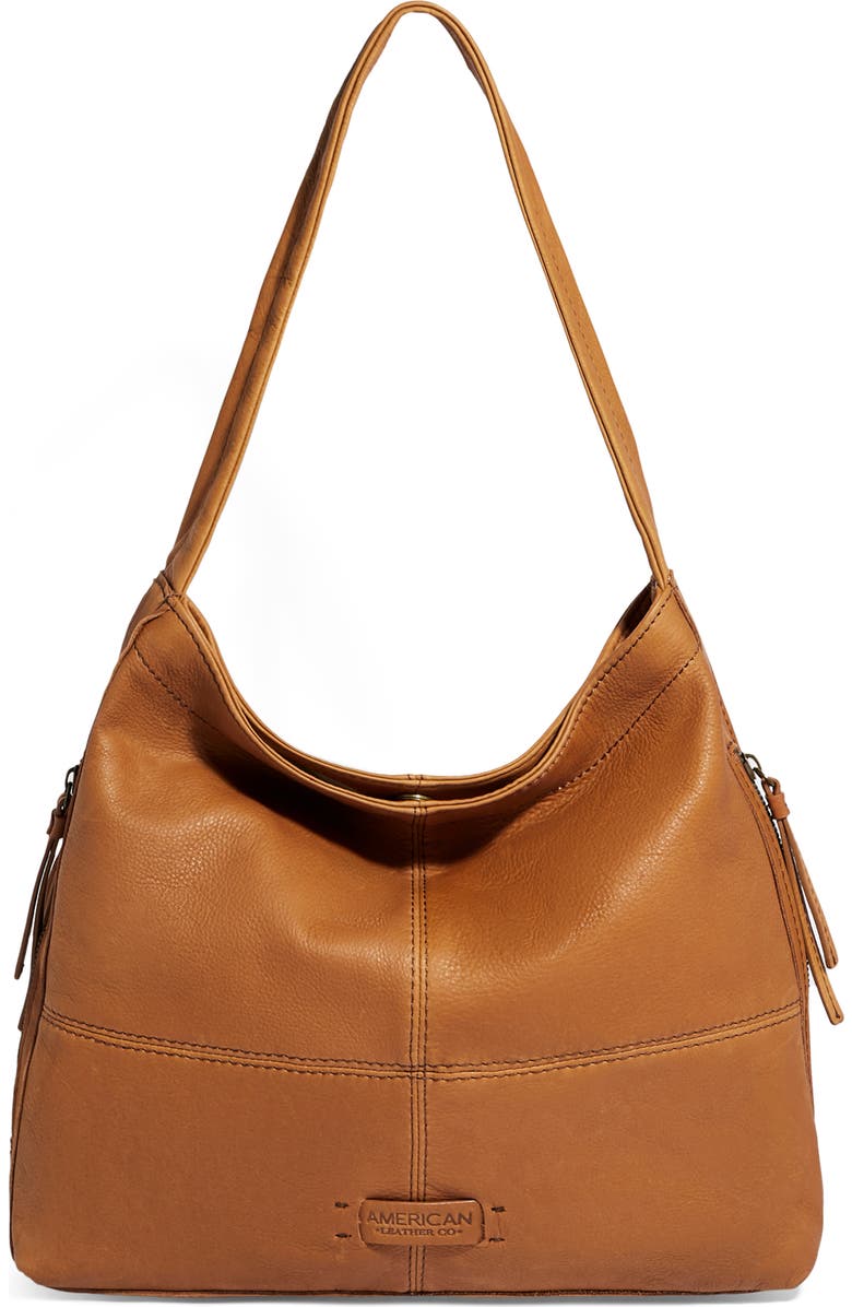 AMERICAN LEATHER CO. Virginia Leather Hobo Bag, Main, color, Cafe Latte Smooth