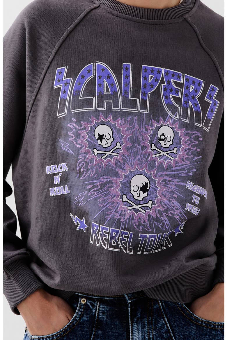 Kiss Skull Sweater, Alternate, color, Grey