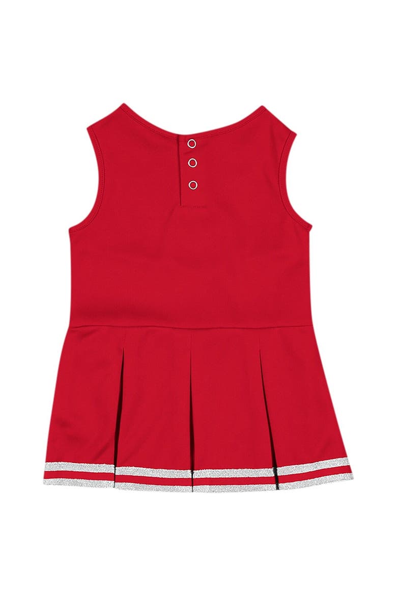 Girls Infant Colosseum Scarlet Ohio State Buckeyes Time For Recess Cheer Dress, Alternate, color, Scarlet