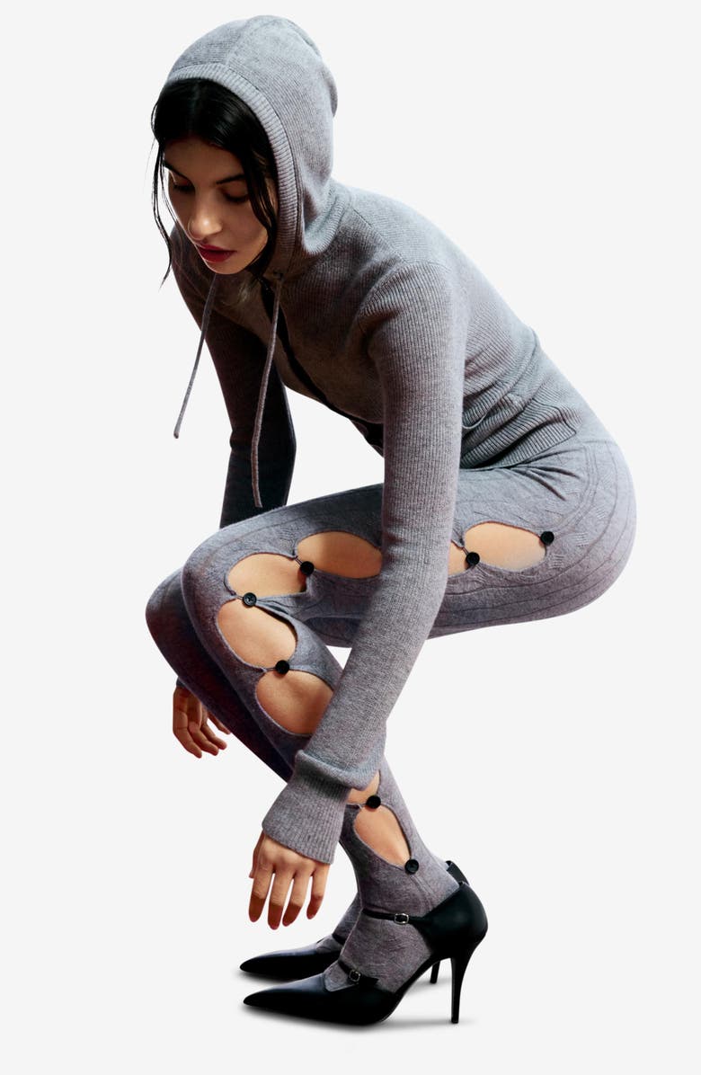 Desigual Side Cutout Leggings, Alternate, color, Light Gray