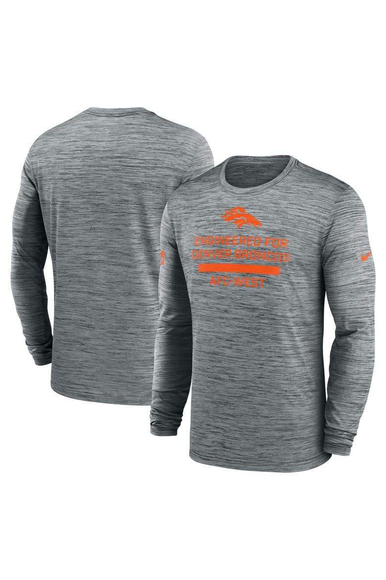Men's Nike Gray Denver Broncos Sideline Velocity Performance Long Sleeve T-Shirt, Main, color, Gray