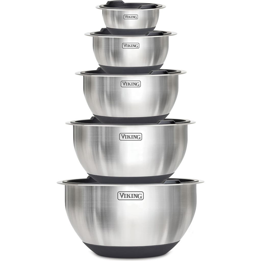 Viking 10-piece Stainless Steel Mixing Bowl Set With Lids In Black
