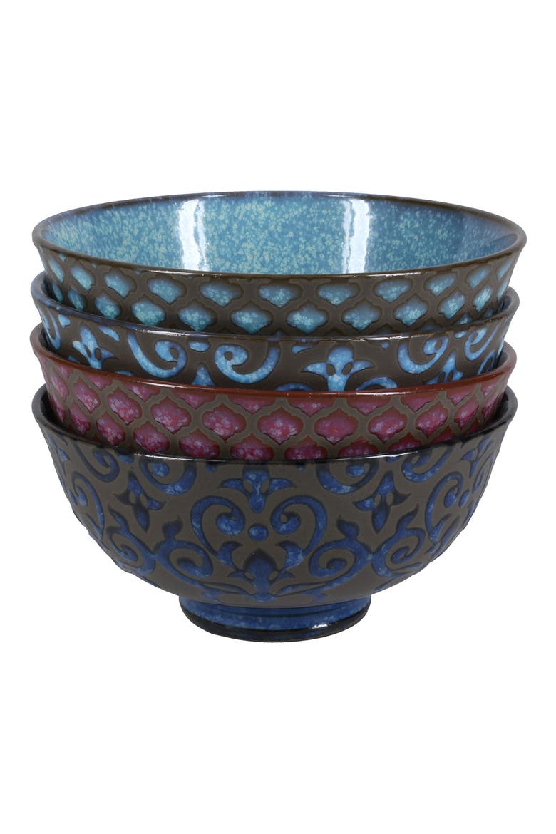 Set of 4 Assorted Ceramic Bowls, Alternate, color, MULTI