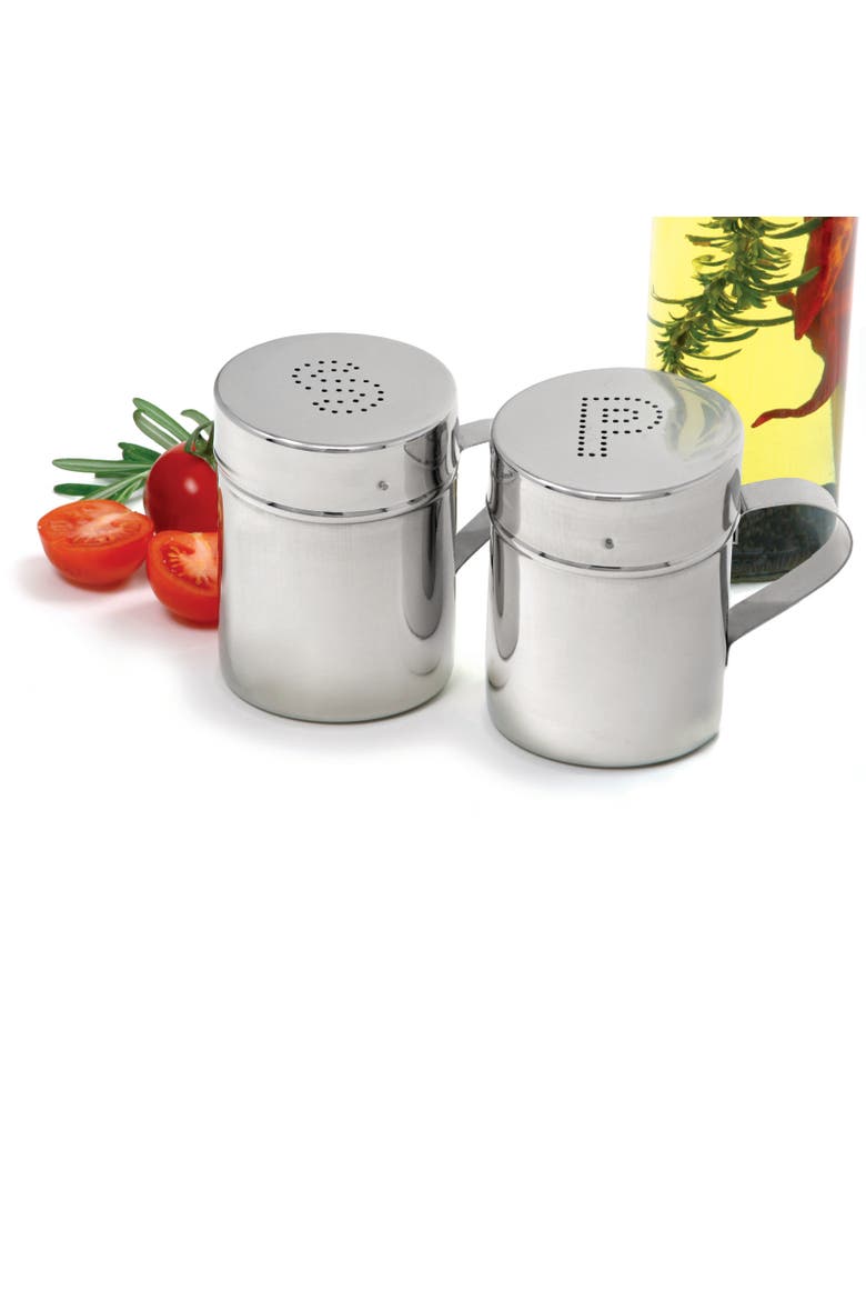Stainless Steel Salt and Pepper Shaker Set with Covers, Alternate, color, Silver