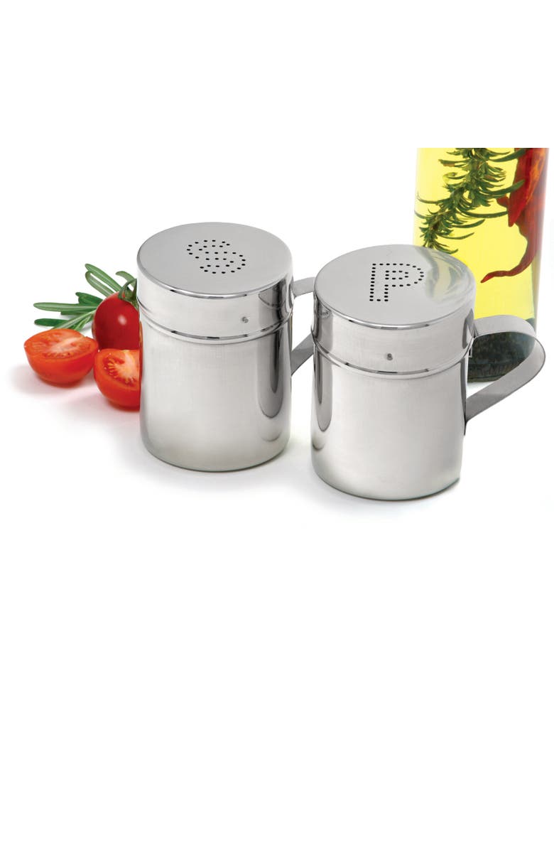 Norpro Stainless Steel Salt and Pepper Shaker Set with Covers, Alternate, color, Silver