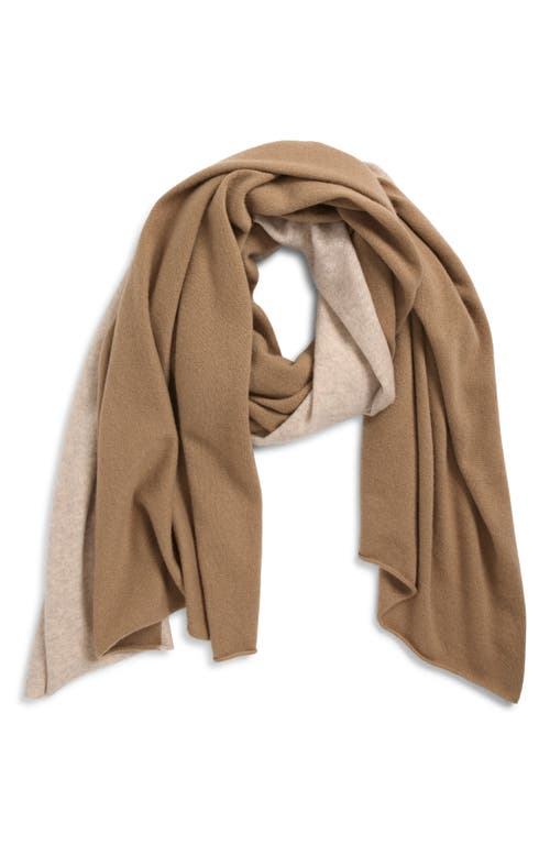 Vince Boiled Cashmere Border Wrap Scarf In Brown