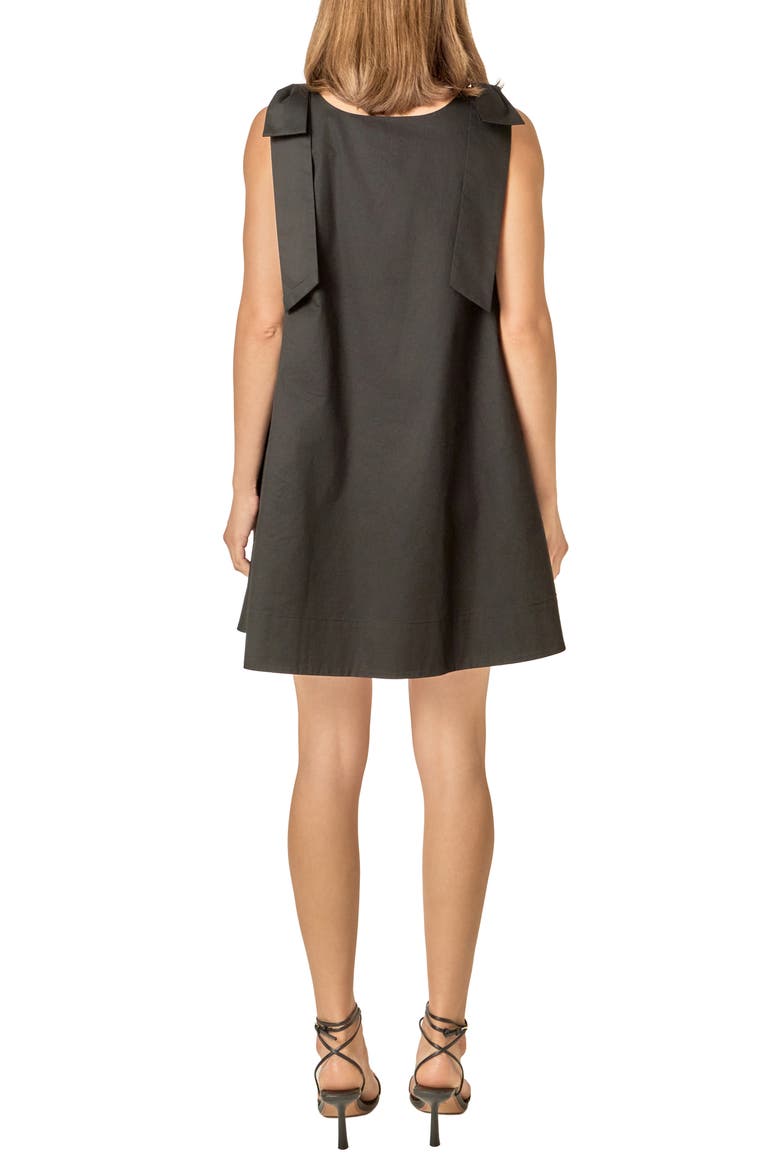 Bow Shoulder Sleeveless Cotton Minidress, Alternate, color, BLACK