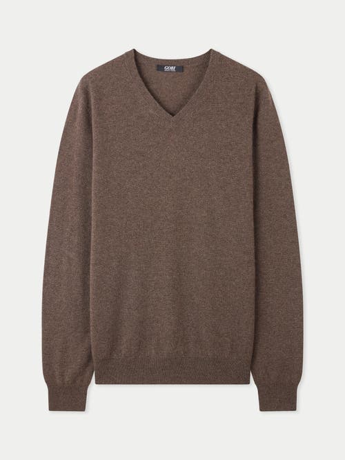 Gobi Mongolian Cashmere V-neck Sweater In Cocoa