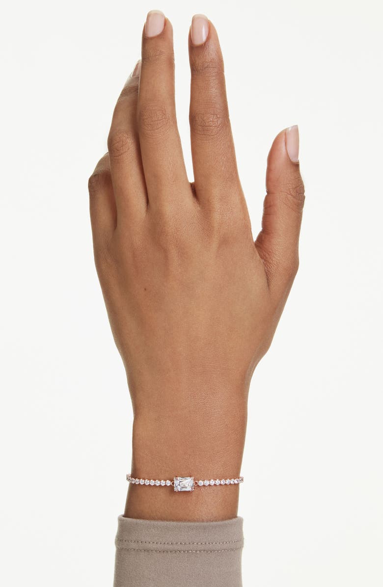 Swarovski Matrix Tennis Bracelet, Alternate, color, Rose Gold/ White