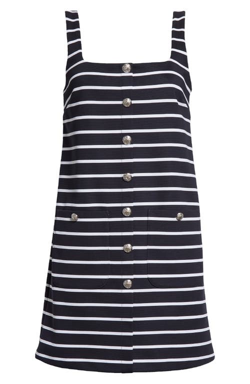 Veronica Beard Tibbie Stripe Knit Minidress In Navy/white