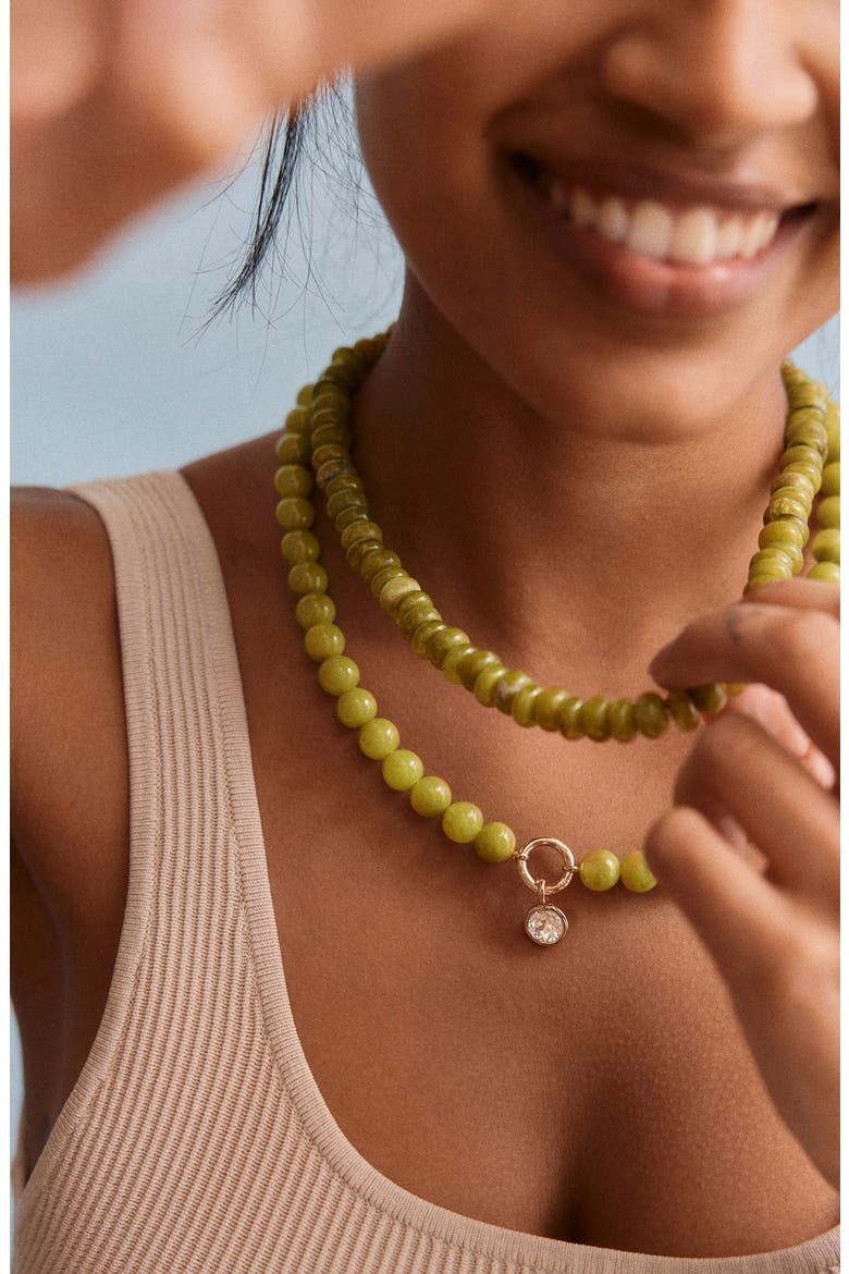 Joyce Semiprecious Stone Beaded Necklace, Alternate, color, GREEN